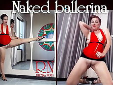 Regina Noir. The lady is doing ballet without panties. Naked ballerina upskirt POSTER